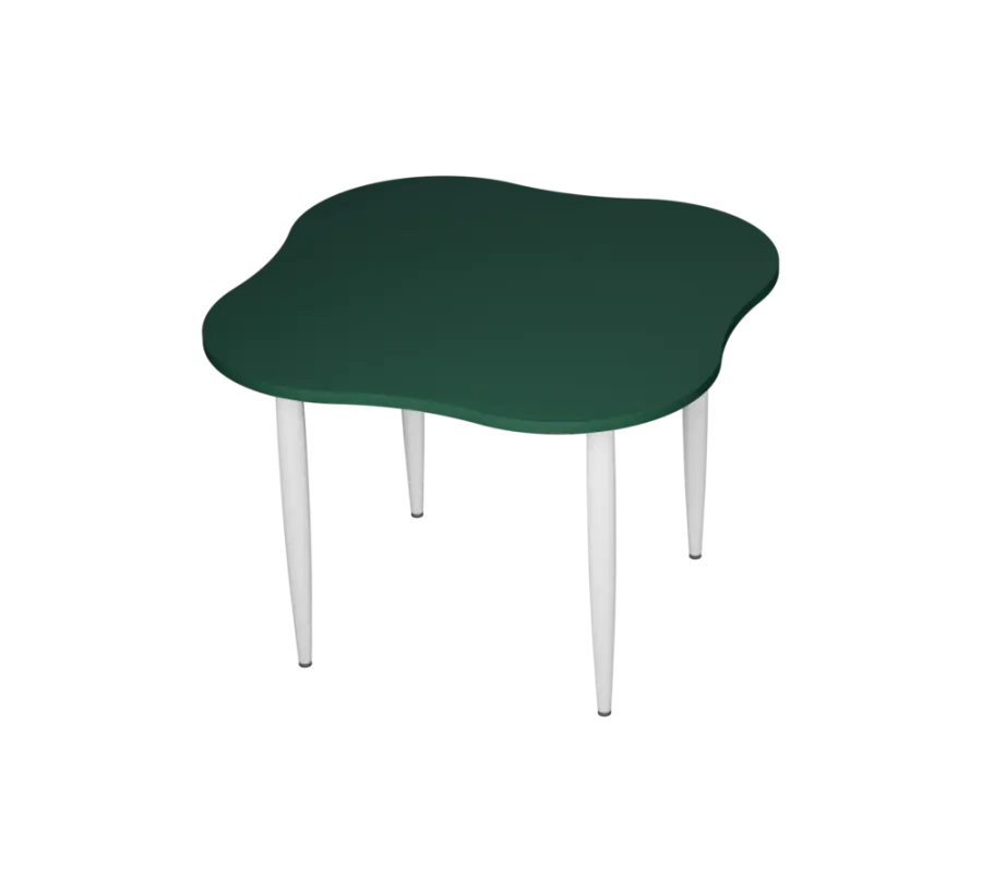 PLAYFORM 225 modulární hravé stoly, výška 750 mm, kovová podnož bílá, deska 25 mm, zelený onyx